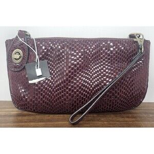 Joy Susan Mini Crossbody Burgundy Python Wristlet Wallet Clutch Vegan Leather
